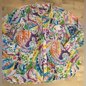 Ralph Lauren silk blend Colorful Paisley Button-Up Shirt